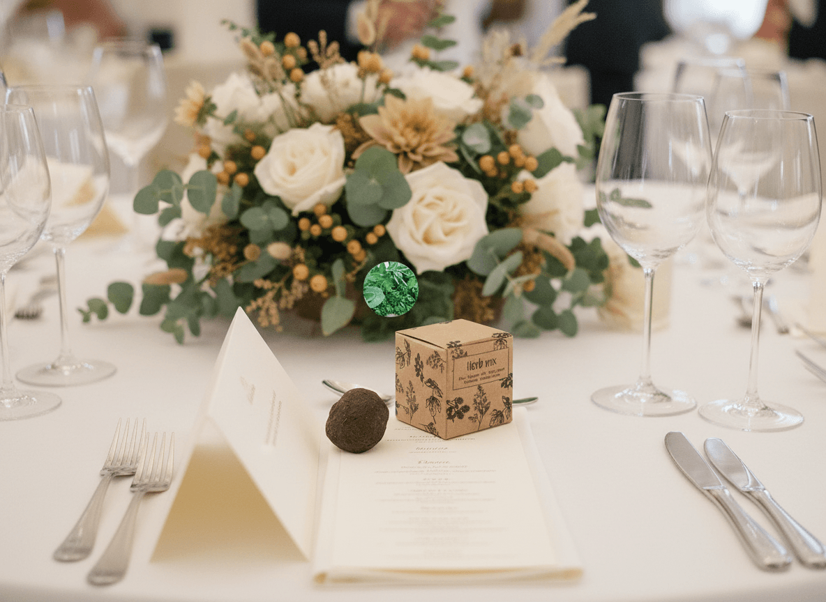 Pallina di semi aromatici da piantare — evento sostenibile: Segnaposto che fiorisce