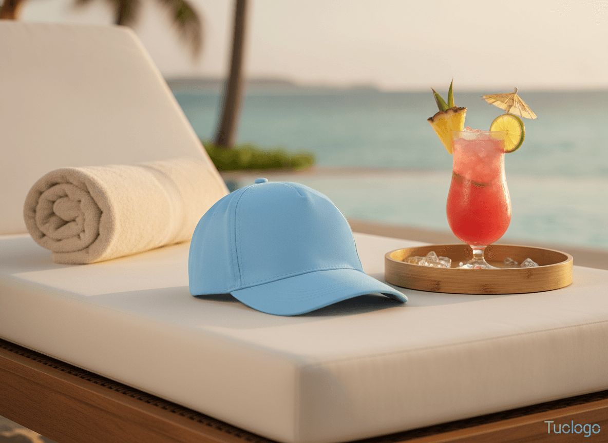 Cappellino in twill per attività all’aperto — beach club: L'estate ha la sua tesa