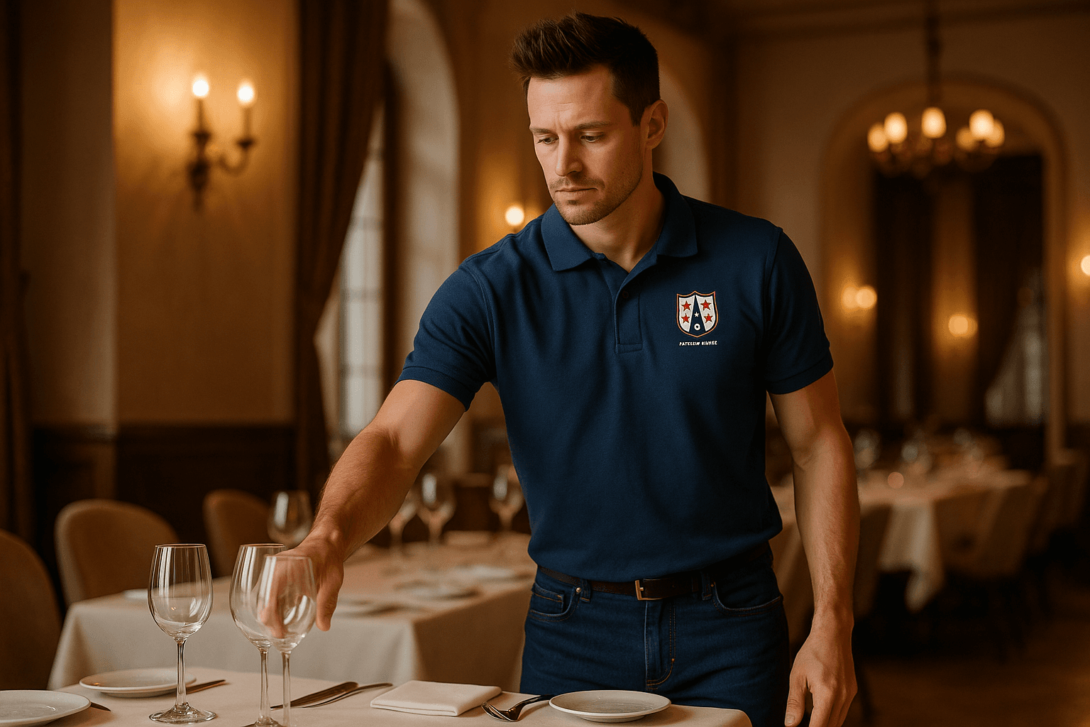 Polo piqué per lo staff di sala — sala ristorante: Il servizio ha un volto
